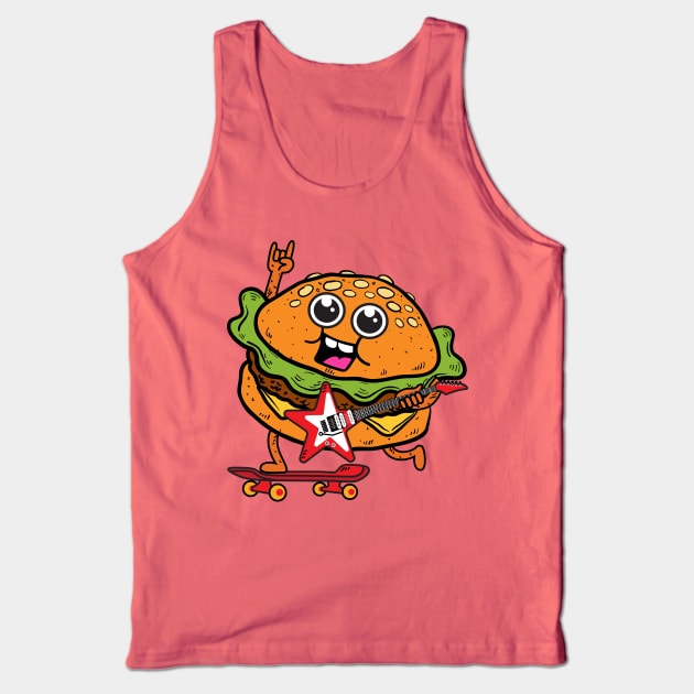 Skater Burger Rocks Tank Top by Plushism